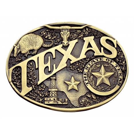 Montana Silversmiths Modern Texas Brass Heritage Attitude Belt Buckle