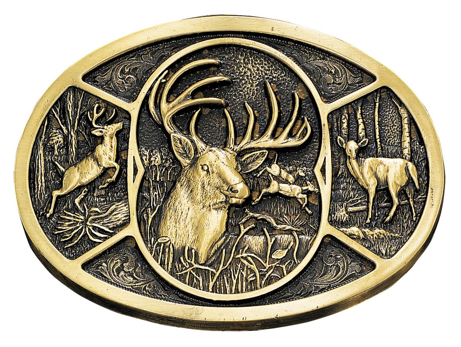 Montana Silversmiths Deer Brass Heritage Attitude Belt Buckle