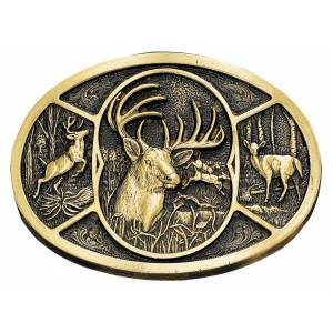 Montana Silversmiths Deer Brass Heritage Attitude Belt Buckle