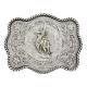 Montana Silversmiths Antiqued Scalloped Western Belt Buckle with  Bronc Rider