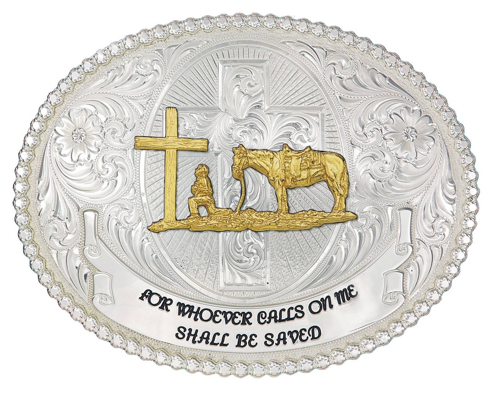 Montana Silversmiths Faith And Wisdom Western Belt Buckle with  Christian Cowboy