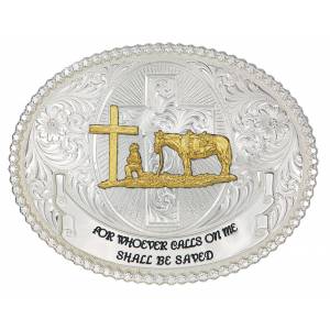 Montana Silversmiths Faith And Wisdom Western Belt Buckle with  Christian Cowboy