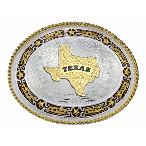 Montana Silversmiths Star Links Western Belt Buckle with State Of Texas