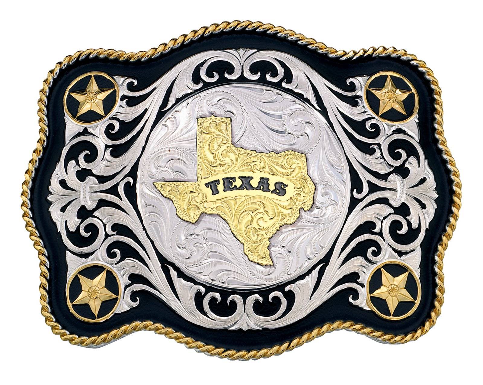 Montana Silversmiths Scalloped Sheridan Style Western Belt Buckle Texas State