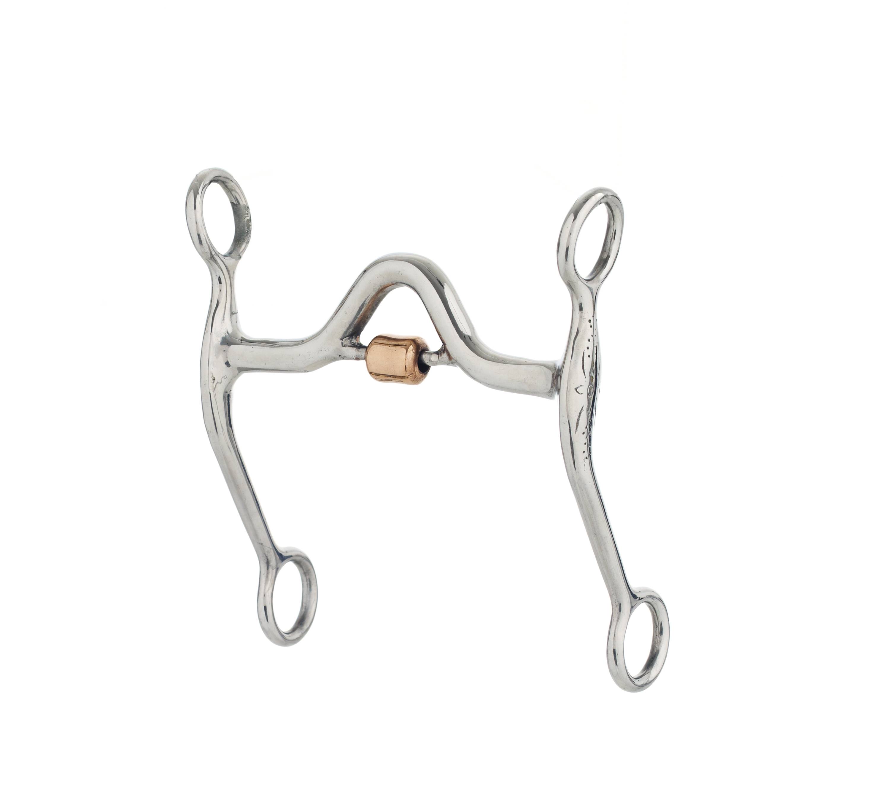 Turn-Two Equine Stainless Steel Med Port Roller Curb Bit