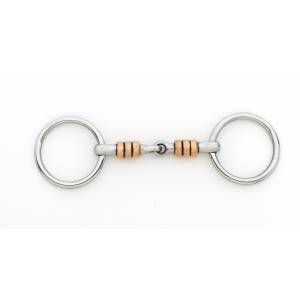 Turn-Two Equine Stainless Steel Copper Roller Snaffle Flat Ring Bit