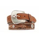 Nocona Mens Calf Hair Studded and Concho Belt