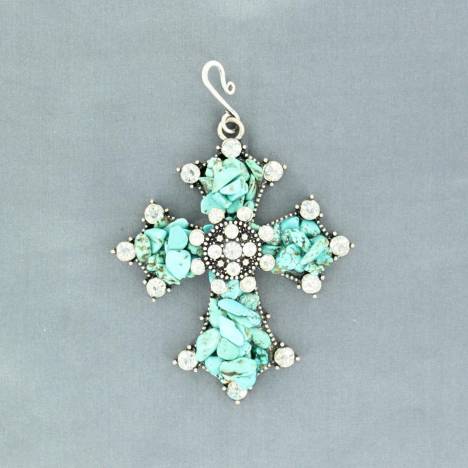 Western Charm Cross with Crystals Hook Pendant