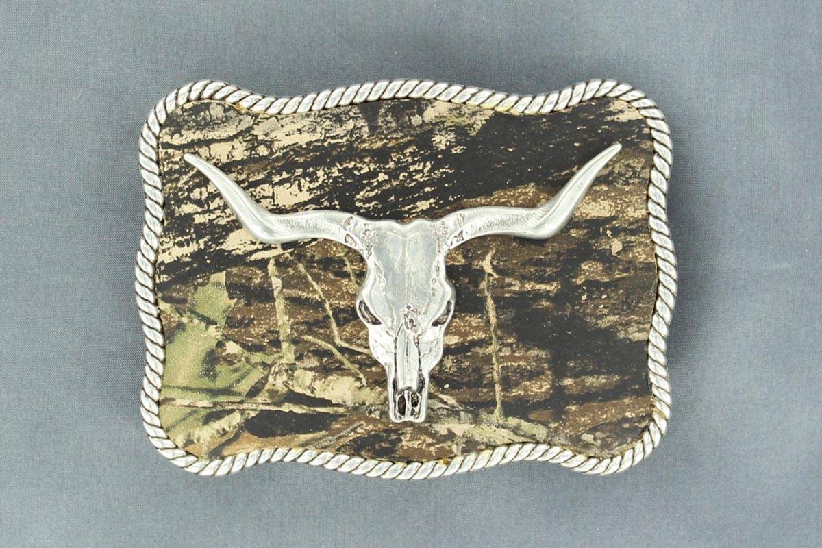 longhorn skull belt buckle