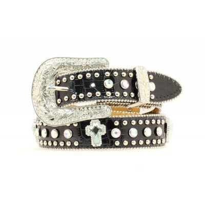belt rhinestone nocona croc bling youth cross western belts horseloverz crosses leather buckles clothes