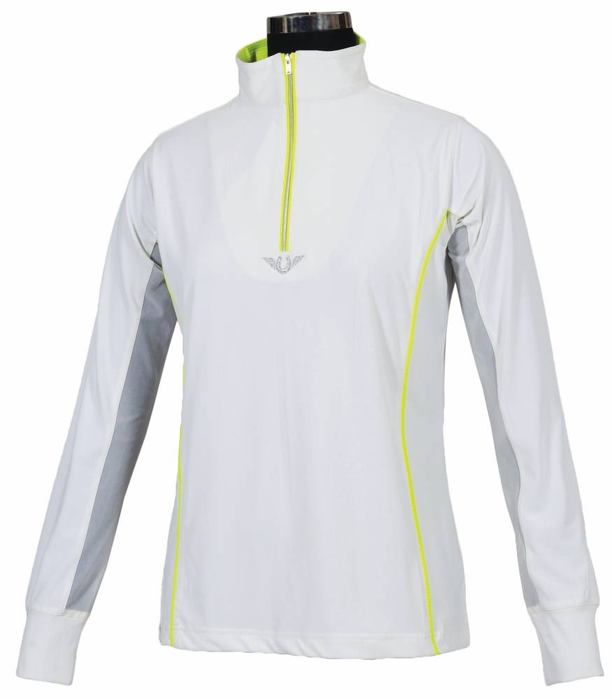 Tuffrider Neon Mock Zip Sport Shirt Moisture Wicking and Stretchable 