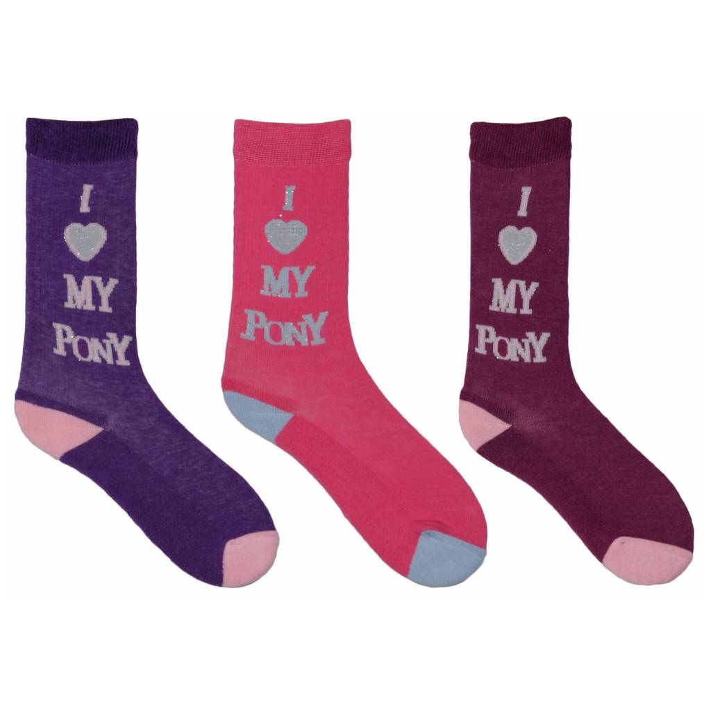 TuffRider I LOVE MY PONY Kids 3 Pack Socks