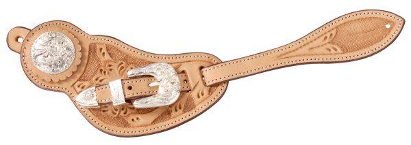 Tough 1 Royal King Lined Cowhide Spur Straps with Basket Tooling and Dots