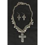 Blazin Roxx Crystal Cross and Beads Necklace Set