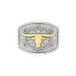Nocona Rect Two Tone Longhorn Buckle