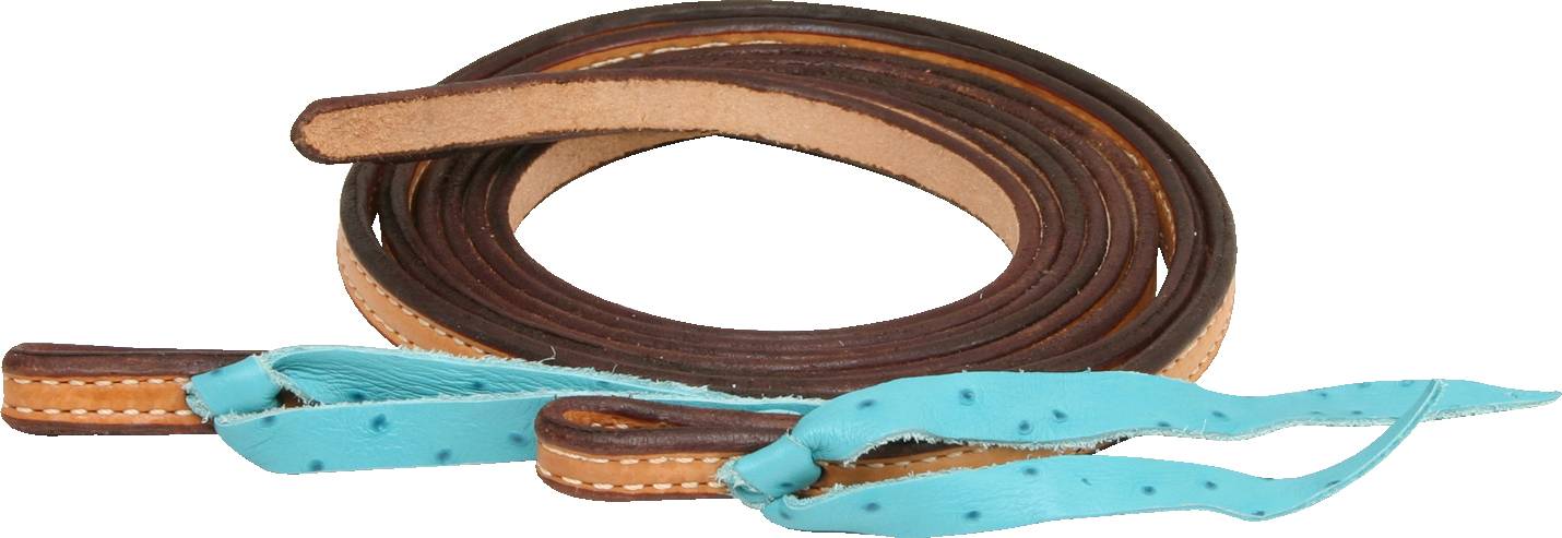 Billy Cook Saddlery Reins with  Ostrich Cowhide Trim