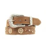 ARIAT Embroidered Scrolling Flowers & Crystals Scalloped Belt