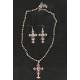 Blazin Roxx Beaded Cross Necklace & Earrings Set