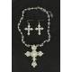Blazin Roxx Crystal Cross Necklace & Earrings Set