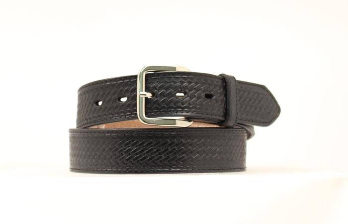 Nocona Basketweave Embossed Leather Belt Black Felt | HorseLoverZ