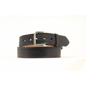 Nocona Basketweave Embossed Leather Belt - Black - 54