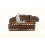 Nocona Mens Tooled Tapered Belt with  Stitching