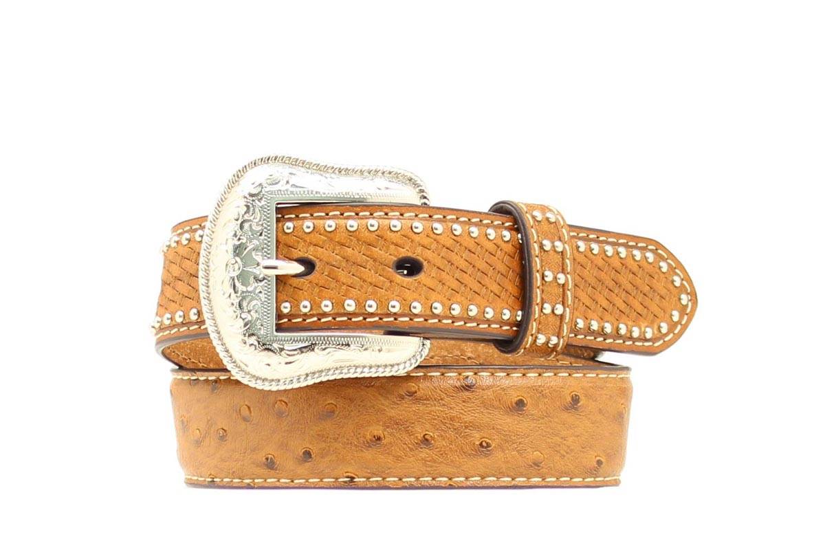 Nocona Boys Leather Ostrich Basketweave Belt