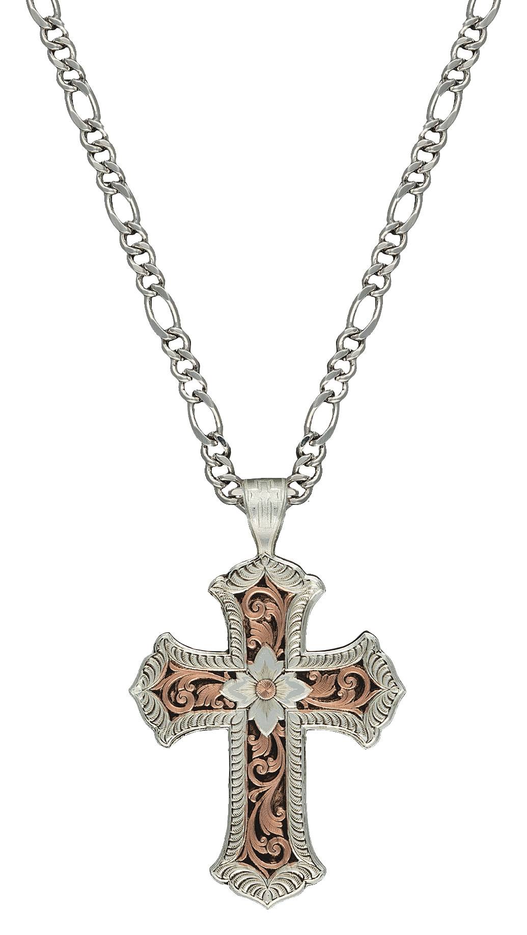 Montana Silversmiths Antiqued Rose Gold Scalloped Cross Necklace