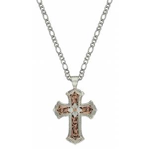 Montana Silversmiths Antiqued Rose Gold Scalloped Cross Necklace