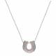 Montana Silversmiths Silver Tone and Pink Nested Horseshoes Necklace