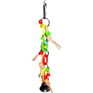 Happy Beaks Plastic Chain With Leather And Ball Bird Toy