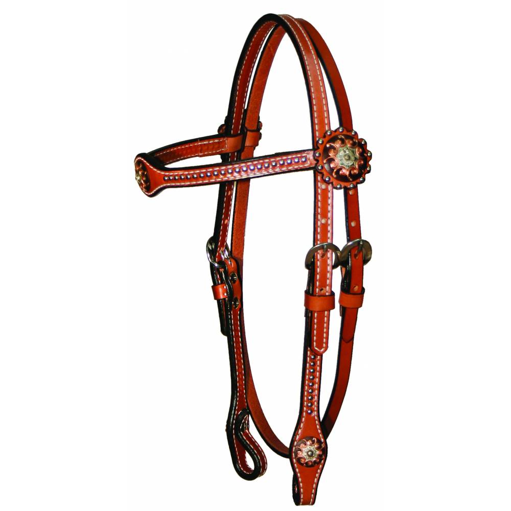 Circle Y Copper Concho & Spot Browband Headstall HorseLoverZ