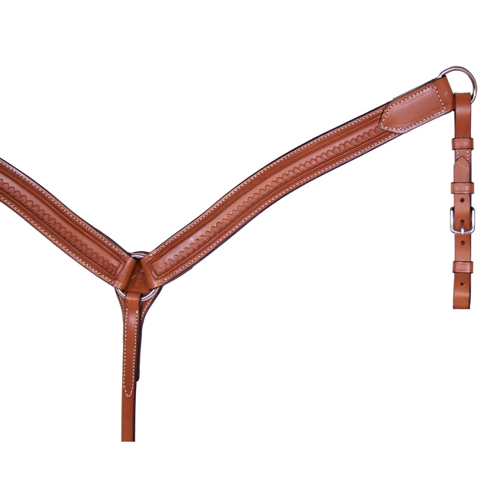 Circle Y Shaped Shell Tooled Breast Collar