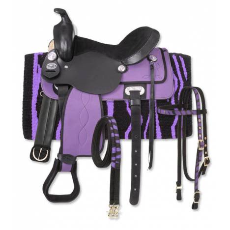 Tough-1 Krypton Western Youth Saddle with Zebra Package