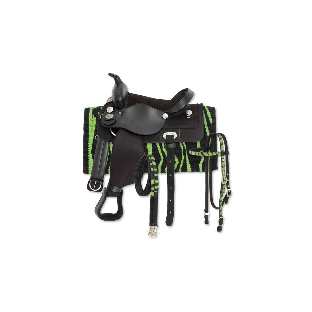 Tough-1 Krypton Western Youth Saddle with Zebra Package