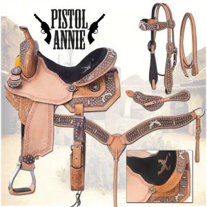 Silver Royal Pistol Annie Barrel Saddle with  Brown Alligator Overlay Package