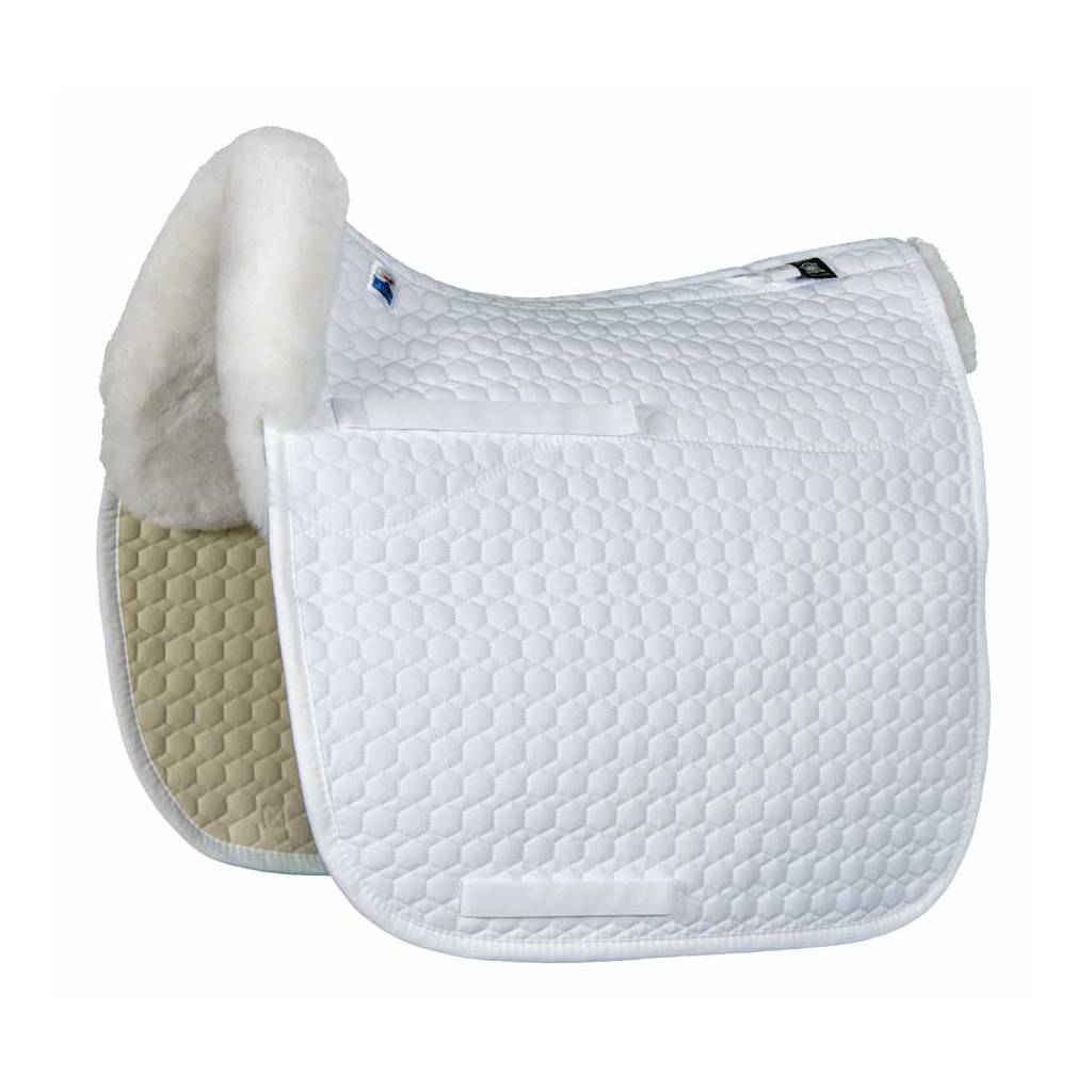 E.A. Mattes Platinum Dressage Square Pad with Bare Flaps & Sheepskin Trim