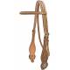 Cowboy Pro Floral Tooled Brow Headstall W/Barrel Racer