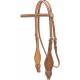 Cowboy Pro Waffle Tooled Browband Headstall W/ Copper Concho