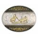Montana Silversmiths Two Tone Western Deco Oval Buckle With Team Ropers