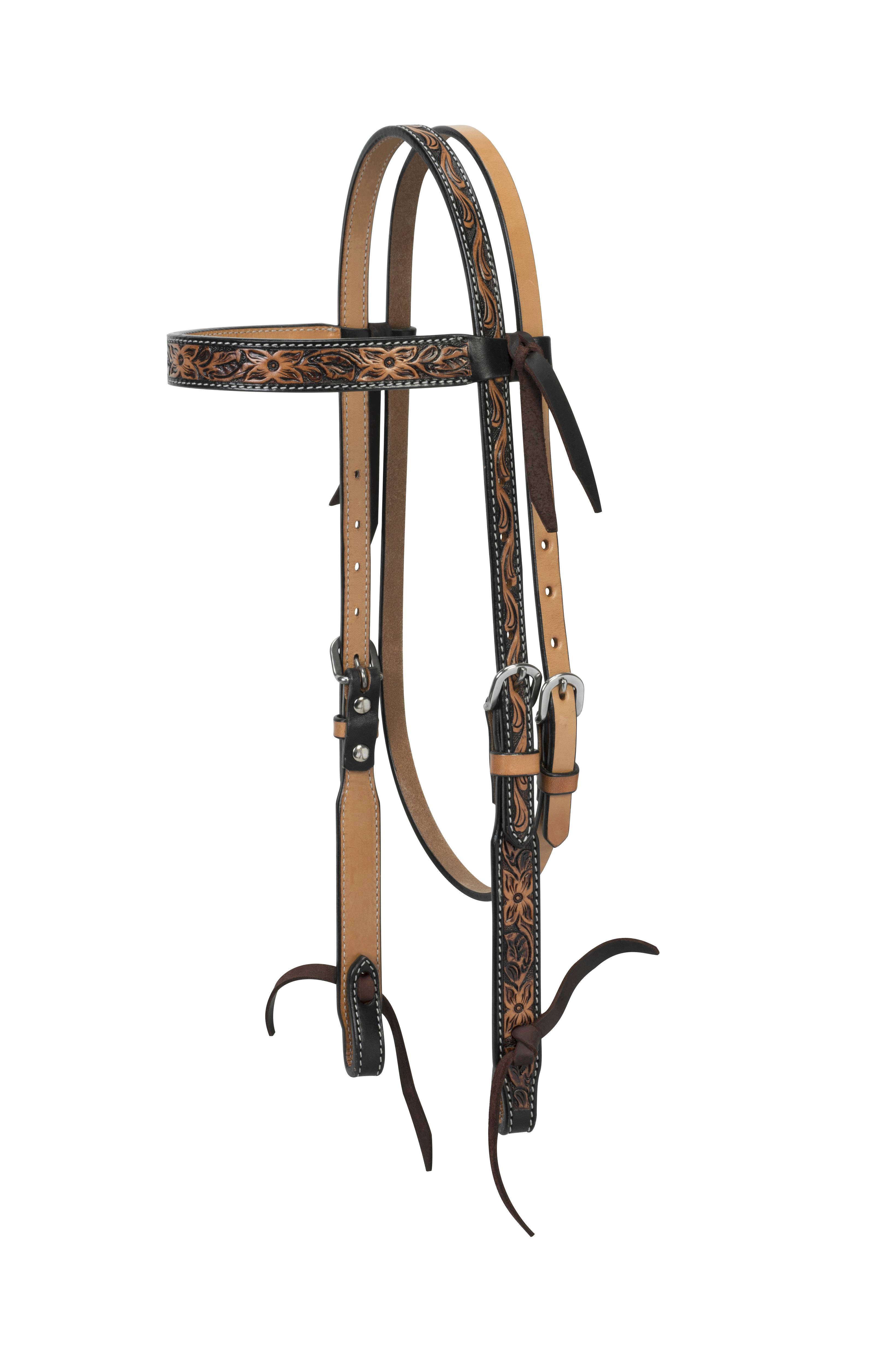 Weaver Turquoise Cross Floral Tooled Browband Headstall