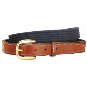 Tory Leather Web Belt with Leather Billets