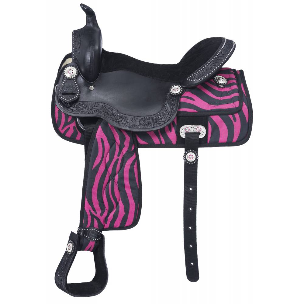 Tough1 Eclipse Pro Trail Saddle Zebra Print HorseLoverZ