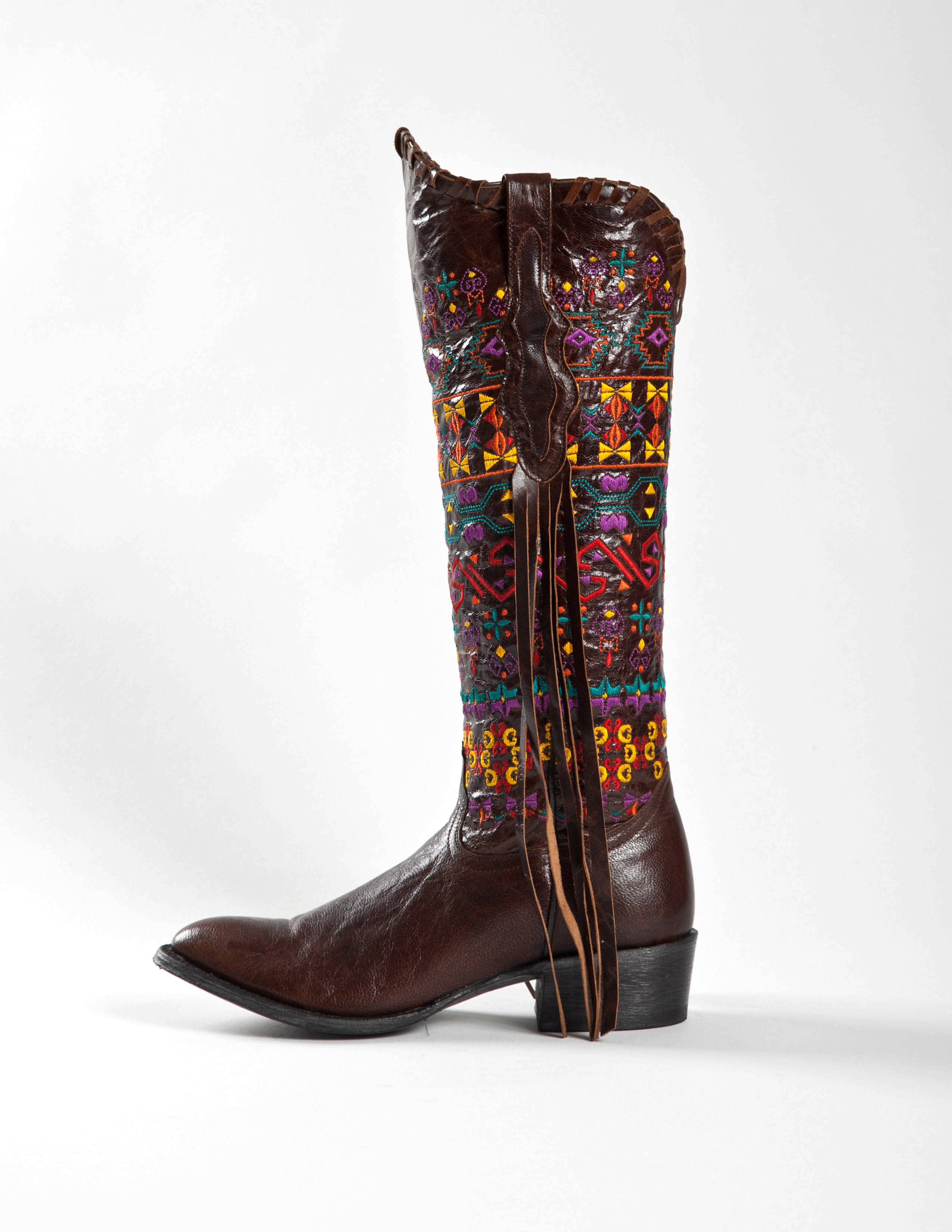 tall fringe cowboy boots