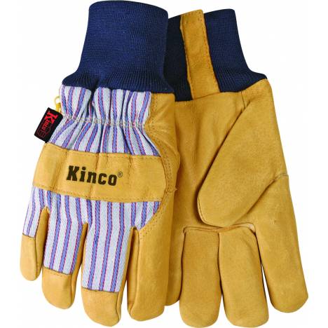 Kinco Lined Suede Pigskin Knit Wrist Glove