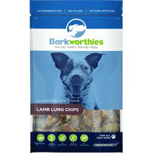 Barkworthies All Natural Lamb Lung Chips Dog Treats