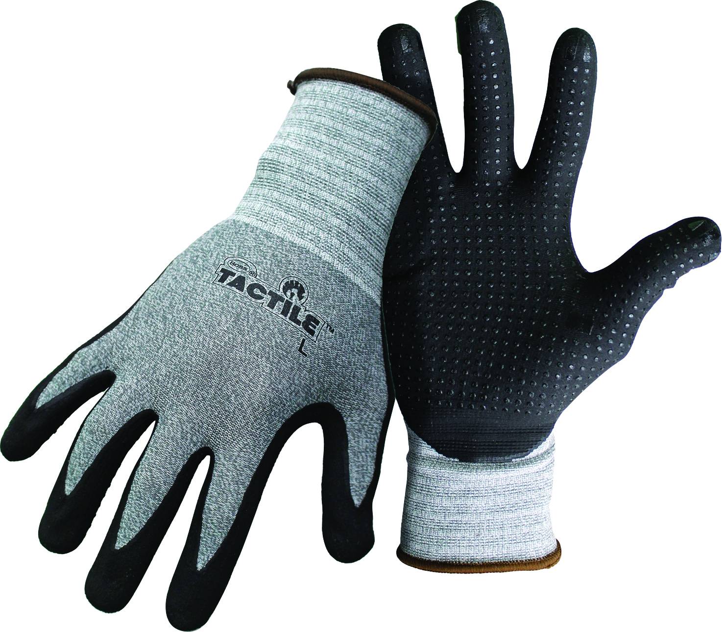 Boss Tactile Dotted Dipped Nitrile Palm Glove - Black/Gray - Large