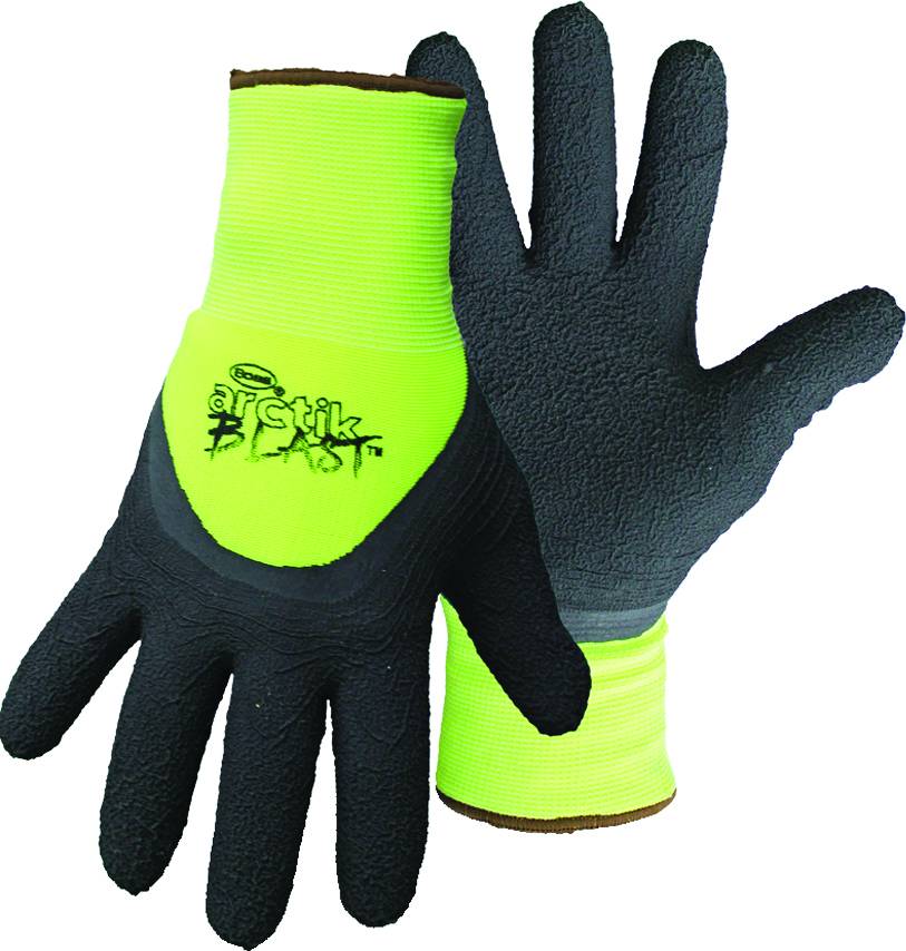Arctik Blast High-Vis Textured Latex Palm Glove - Black Green - Large
