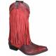 Smoky Mountain Womens Rosie Leather Suede Fringe Boots - Red