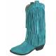 Smoky Mountain Womens Wisteria Double Fringe Leather Boots -Teal